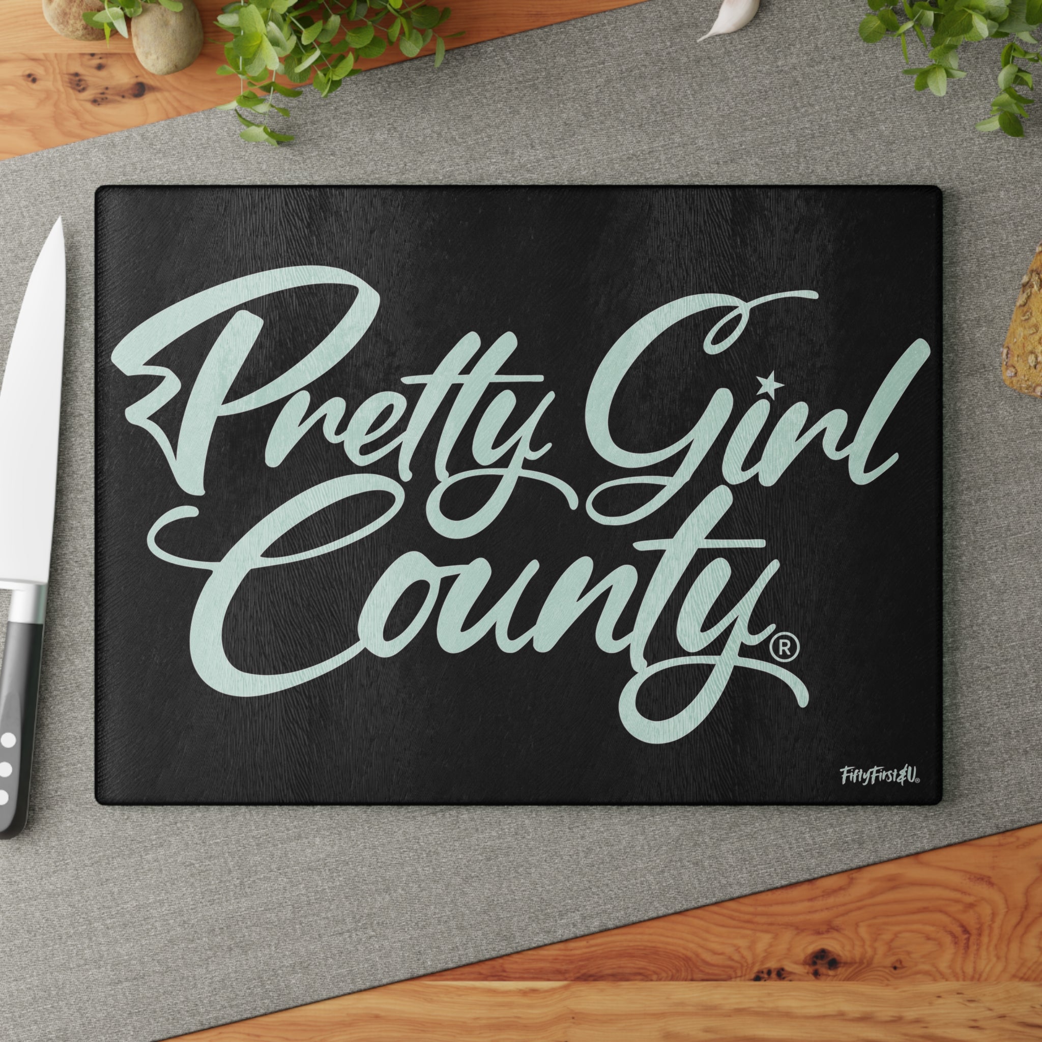 PRETTY GIRL COUNTY CUTTING BOARD
