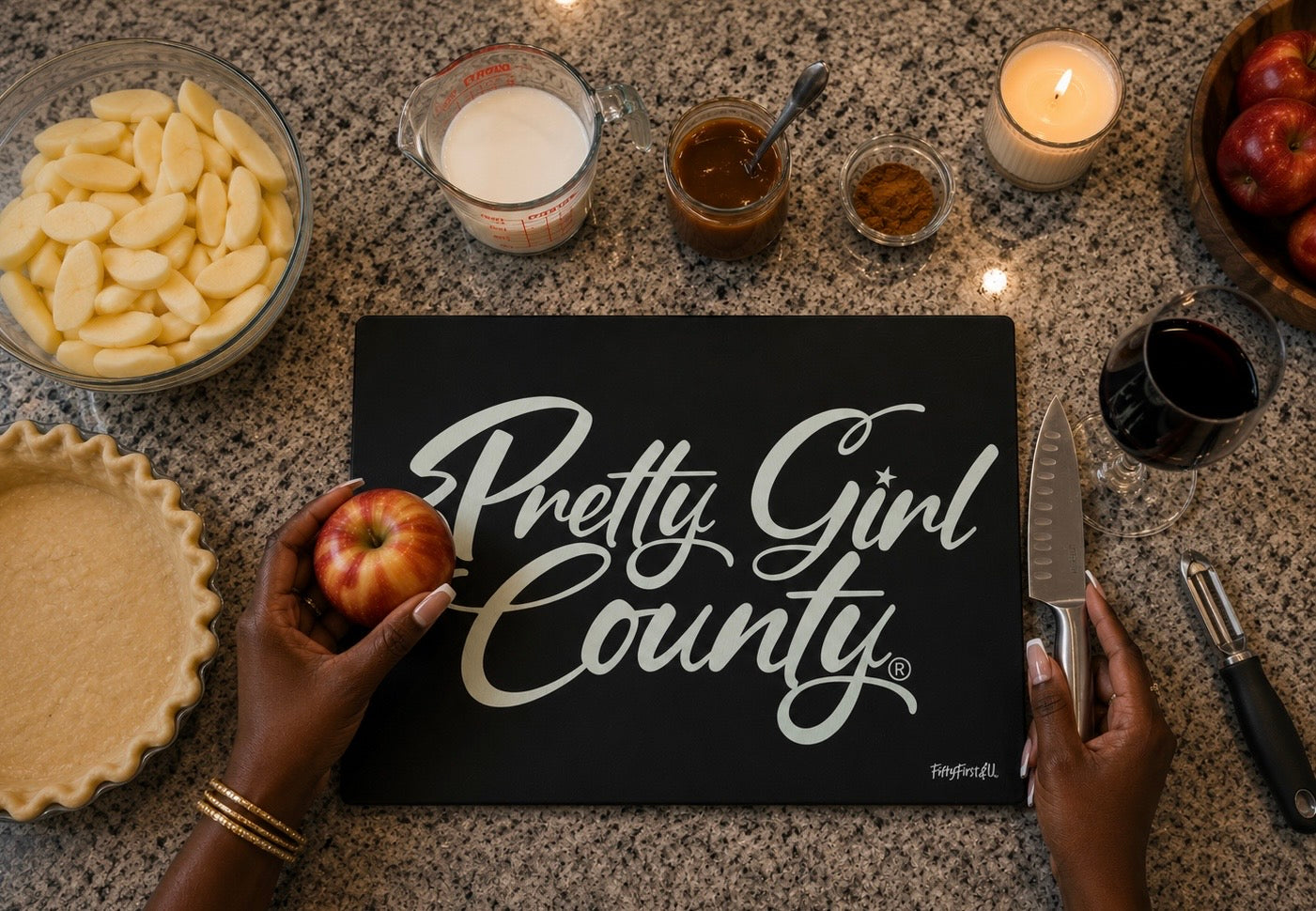 PRETTY GIRL COUNTY CUTTING BOARD