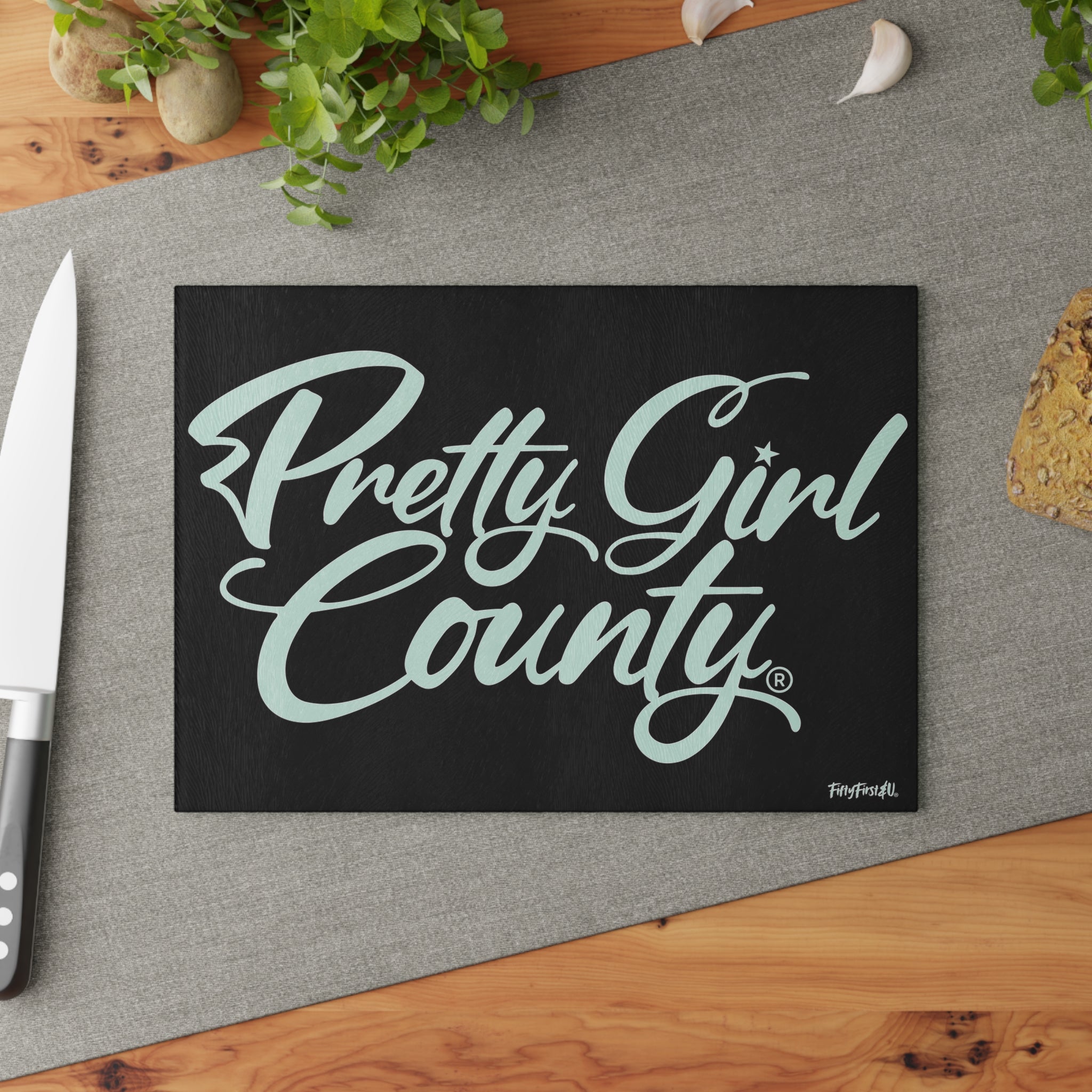 PRETTY GIRL COUNTY CUTTING BOARD