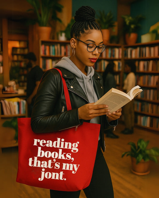 READING BOOKS TOTE BAG